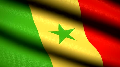 Senegal-Flag-Waving-Textile-Textured-Background.-Seamless-Loop-Animation.-Full-Screen.-Slow-motion.-4K-Video