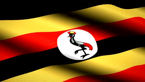 Uganda-bandera-ondeando-textil-textura-de-fondo.-Seamless-Loop-animación.-Pantalla-completa.-Cámara-lenta.-Vídeo-de-4-K