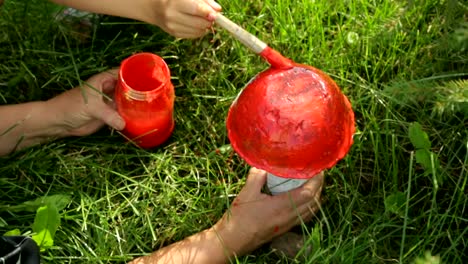 Little-girl-coloring-garden-decoration