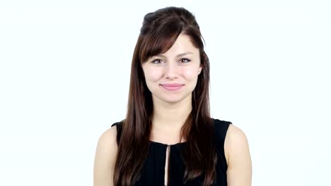 Clapping-Young-Girl,-White-Background