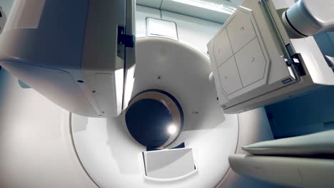 Teile-eines-tomographischen-Scanners-verschieben.-Moderne-tomographische-Scanner-in-einer-Klinik.