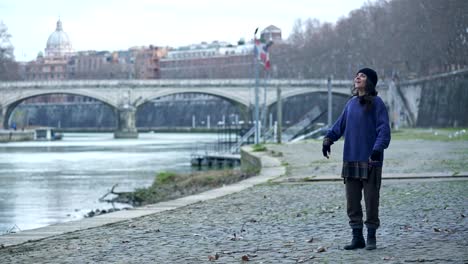 lonely-young-female-homeless-walking-and-greeing-someone