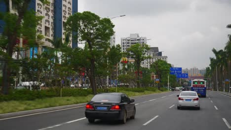 Zhuhai-Stadt-Tag-Mal-Verkehr-Straße-Pov-Panorama-4k-china