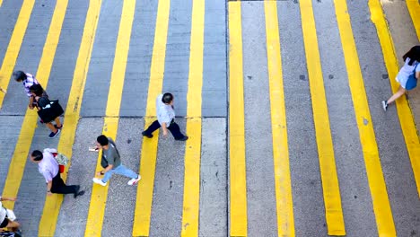 Beschäftigt-Fußgängerüberweg-auf-Hong-Kong---Zeitraffer