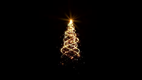 Christmas-gold-lights-tree-on-black-background-looped-for-decoration-or-overlay