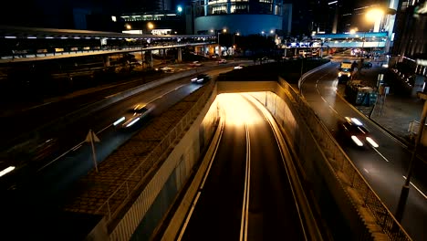 Hektische-Stadt-Nachtleben-von-hoher-Geschwindigkeit-Metropole.-Zentralen-Stadtteil-der-Großstadt-in-der-Rush-hour