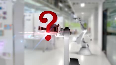 Digitally-generated-video-of-white-robotic-arm-holding-red-question-mark-3d