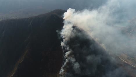 Luftaufnahmen-von-Wald-bedeckt,-in-Rauch