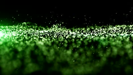 Abstract-green-color-digital-particles-wave-with-dust-and-light-motion-background