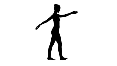 Silhouette-The-blonde-yoga-instructor-walking-and-waving-her-hands