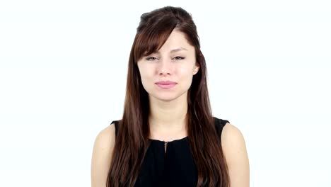 Portrait-of-Smiling-Young-Girl,-White-Background