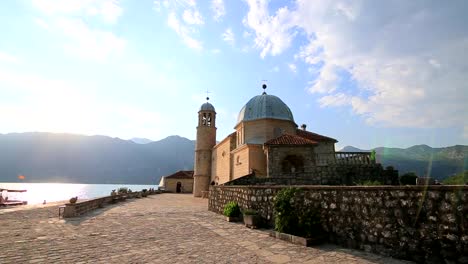 The-island-of-Gospa-od-Skrpjela,-Kotor-Bay,-Montenegro