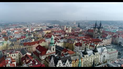 Old-city,-view-from-above,-flying-over-the-old-city,-Red-roofs-of-old-houses