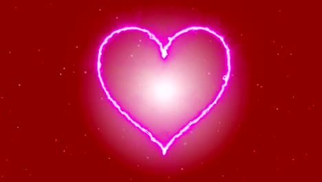 4K-Animation-appearance-pink-Heart-energy-shape-flame-or-burn-on-the-dark-red-background-and-fire-spark.-Motion-graphic-and-animation-background.