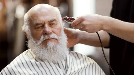 Stylist-makes-modern-hairstyle-for-mature-man-with-electric-razor