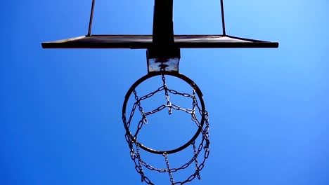 Basketball-basket-with-chains-on-streetball-court