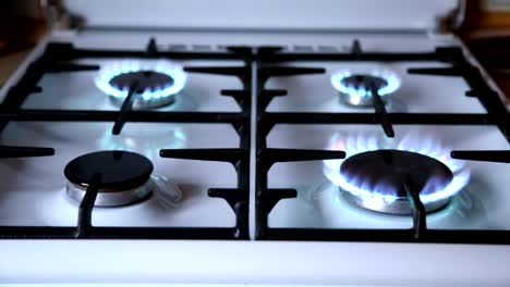 Stove-top-burners-igniting-into-a-blue-cooking-flame.