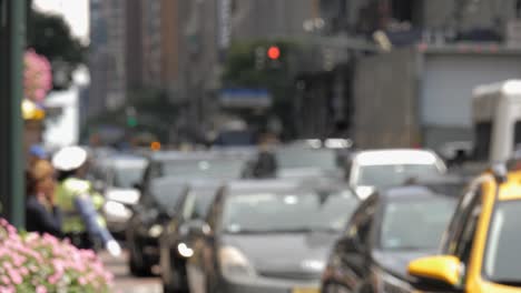 Commuter-and-traffic-transport-rush-hour-on-busy-city-street-NYC