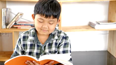 Lindo-asiatico-leyendo-un-libro-en-el-escritorio-en-la-habitación.-concepto-de-educación