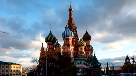 Hyper-Zeitraffer-Basilius-Kathedrale-(Kathedrale-von-Wassili-der-seligen),-Moskau,-Russland.