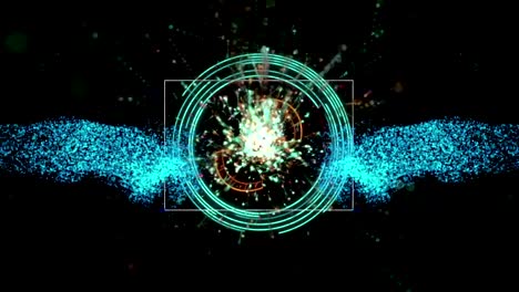 animation-of-abstract-background-with-wave-particles-and-HUD-Element-in-Hologram-Style