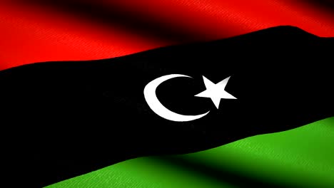 Libya-Flag-Waving-Textile-Textured-Background.-Seamless-Loop-Animation.-Full-Screen.-Slow-motion.-4K-Video