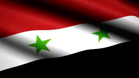 Syria-Flag-Waving-Textile-Textured-Background.-Seamless-Loop-Animation.-Full-Screen.-Slow-motion.-4K-Video