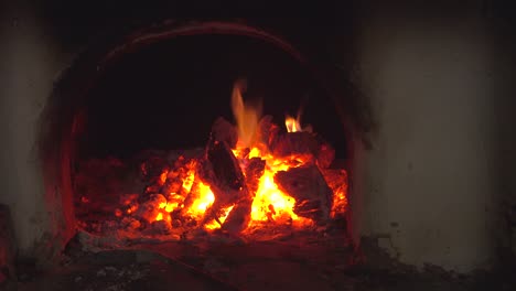 Fire-flames,-bonfire-and-coals-close-up.