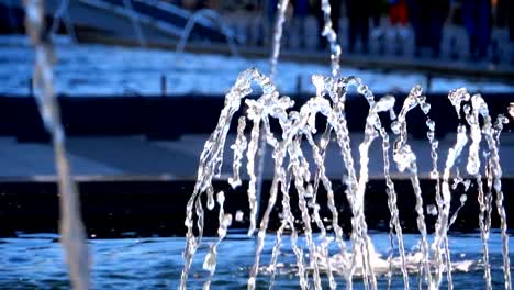 Musical-Fountains-in-the-park-on-the-embankment-of-Batumi,-Georgia.-Slow-Motion