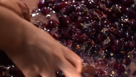 Grapes-fruits-home-wine-processing-thorough-crushing-of-fruit-with-bare-hands