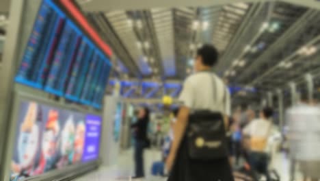 Zeitraffer-verwischen-Air-Passagiere-Checking-Suvarnabhumi-Flughafen-Abflug-Bildschirme