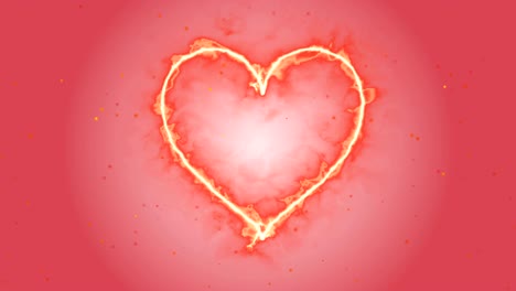 4K-Animation-appearance-Red-Heart-shape-flame-or-burn-on-the-red-or-pink-dark-background-and-fire-spark.-Motion-graphic-and-animation-background.