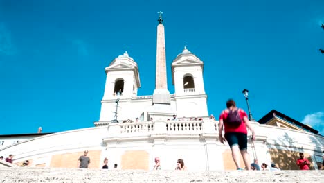 time-lapse-Spanish-Steps-staircase-with-blue-sky