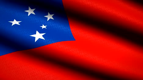 Bandera-de-Samoa-ondeando-textil-textura-fondo.-Seamless-Loop-animación.-Pantalla-completa.-Cámara-lenta.-Vídeo-de-4-K