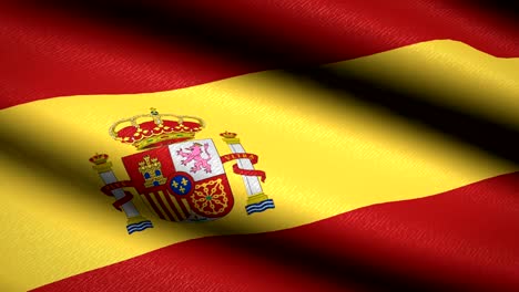 Spanien-Flagge-winken-Textile-strukturierten-Hintergrund.-Seamless-Loop-Animation.-Vollbild.-Slow-Motion.-4K-Video