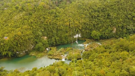 Attraction-zipline-in-the-jungle-Bohol,-Philippines