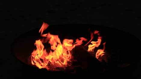 Lagerfeuer-brennen-Bäume-in-der-Nacht.-Feuer-brennt-hell,-Wärme,-Licht,-camping,-Lagerfeuer