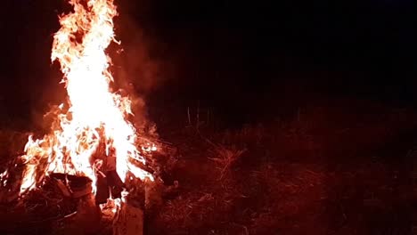 Lagerfeuer-Lagerfeuer-Sommer-brennendes-Feuer