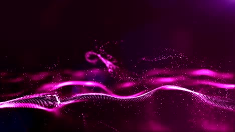 Abstract-pink-color-digital-particles-wave-with-dust-and-light-motion-background