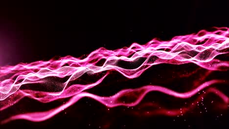 Abstract-pink-color-digital-particles-wave-with-dust-and-light-motion-background