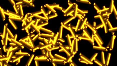 Many-golden-plates-in-space,-computer-generated-abstract-background,-3D-render