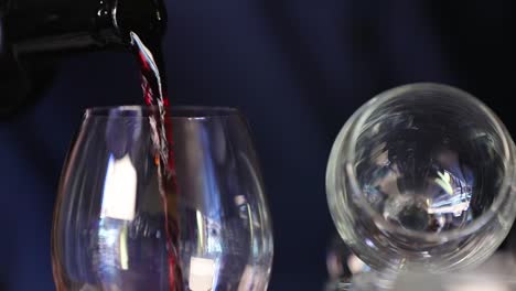 Wine.-Closeup-Of-Red-Wine-Pouring-Into-Glass-From-Bottle