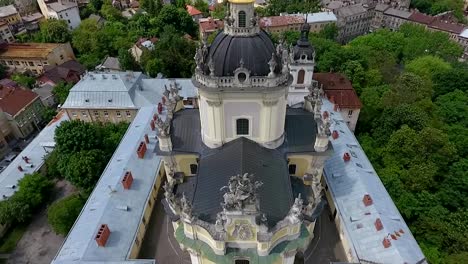 Aerial-shooting,-the-drone-slowly-descends-over-St.-George's-Cathedral