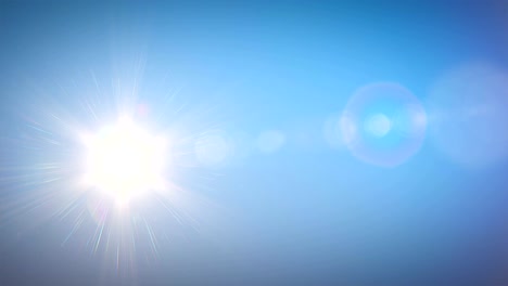 Beautiful-Bright-Sun-Shining-Moving-Across-the-Clear-Blue-Sky-from-Morning-till-Evening-in-Time-Lapse.-3d-Animation-with-Flares.-Nature-and-Weather-Concept.