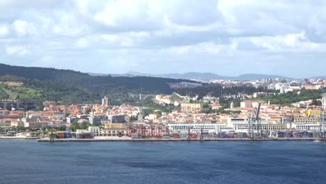 Big-Industrial-sea-port-in-Lisbon,-Portugal