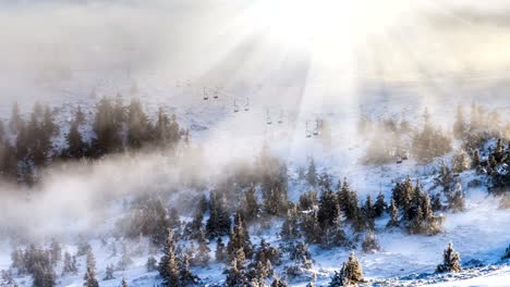 Schneefall-im-Winter-Berg-mit-Schnee-bedeckt-Bäume