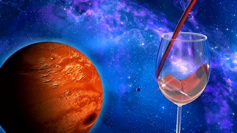 Glas-ist-gefüllt-mit-roten-Wein-Planeten-Mars