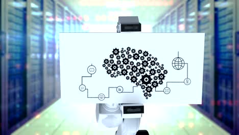 Digitally-generated-video-of-robotic-arm-holding-card-with-diagram-of-machine