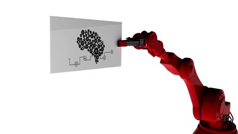 Digitally-generated-video-of-robotic-arm-holding-card-with-diagram-of-machine