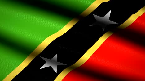 Saint-Kitts-and-Nevis-Flag-Waving-Textile-Textured-Background.-Seamless-Loop-Animation.-Full-Screen.-Slow-motion.-4K-Video